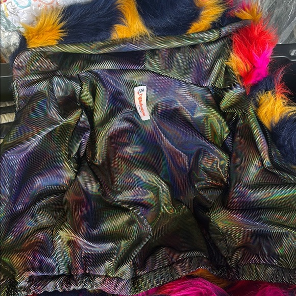 Pink and Yellow Teddy Jacket with Bold Color Blocking - Picture 4 of 4